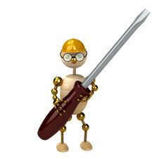 3d Wood Man With A Screw-driver Stock Photography 3d Wood Man With A Screw-driver Stock Photography