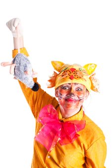 Girl Dressed As A Cat And Mouse Stock Photos