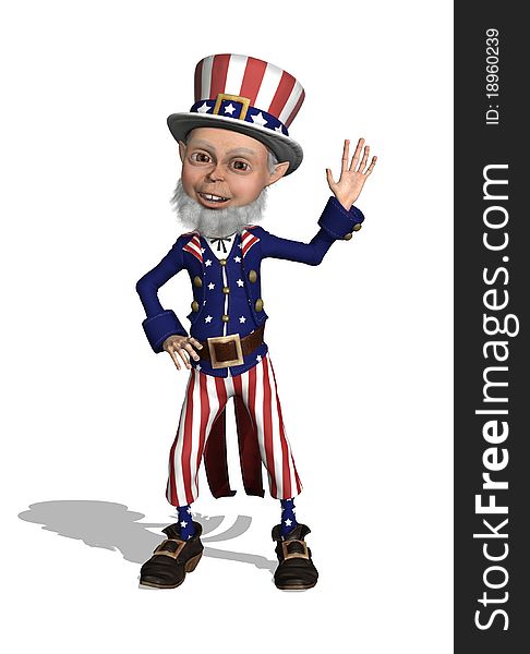 Uncle Sam offers a friendly greeting - 3D render. Uncle Sam offers a friendly greeting - 3D render.