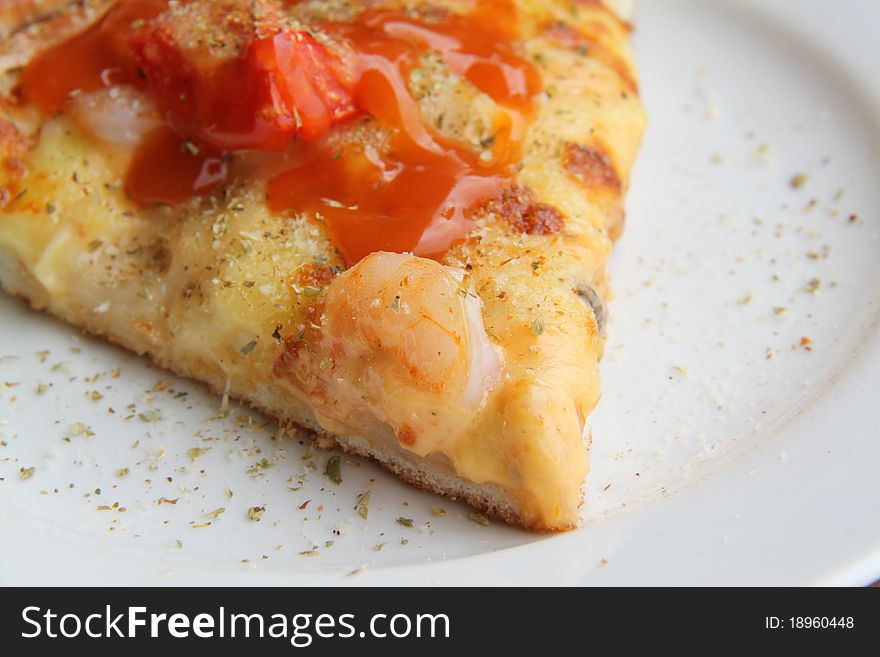 Seafood cocktail Pizza in Plate ,Shrimp, crab stick