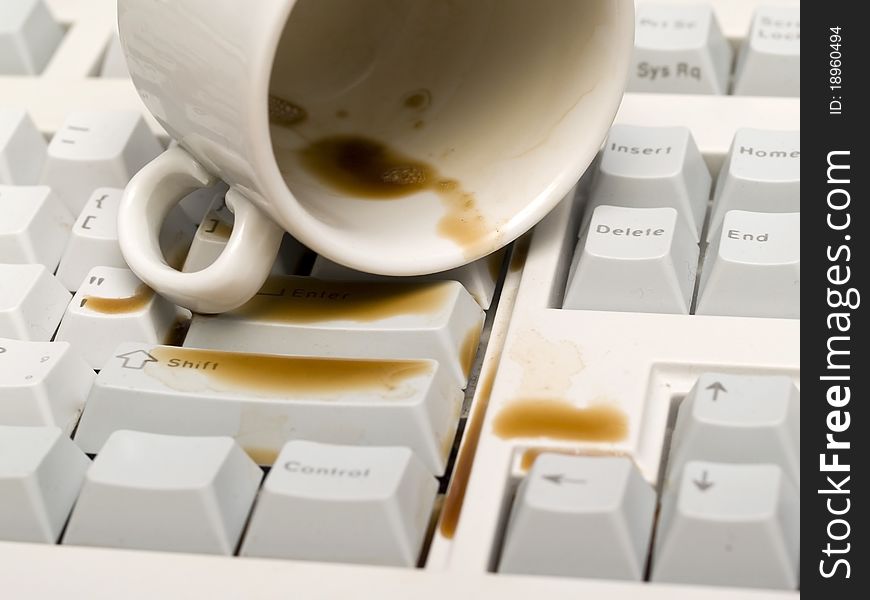 Poured a cup of coffee on the keyboard