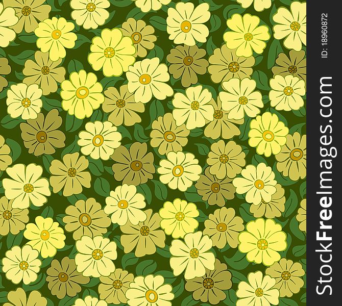 Yellow flower field seamless background pattern