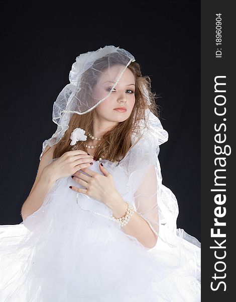 Beautiful young brunette Caucasian bride. Beautiful young brunette Caucasian bride