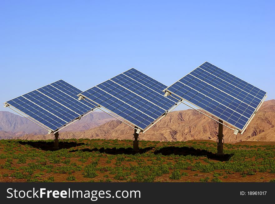 Modern solar battarei on a background of the sky. Modern solar battarei on a background of the sky