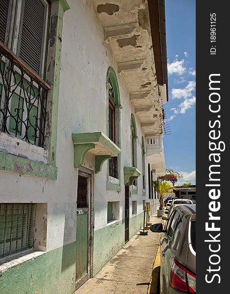 Houses along a street in the old sector of Panama City. Houses along a street in the old sector of Panama City