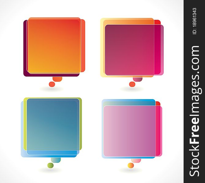 Colorful rectangular speech bubble set with transparency. Colorful rectangular speech bubble set with transparency