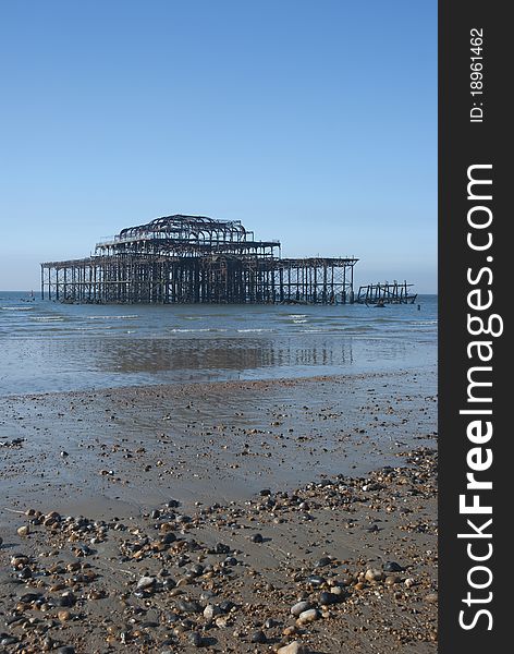 Brighton's West pier on a sunny spring morning