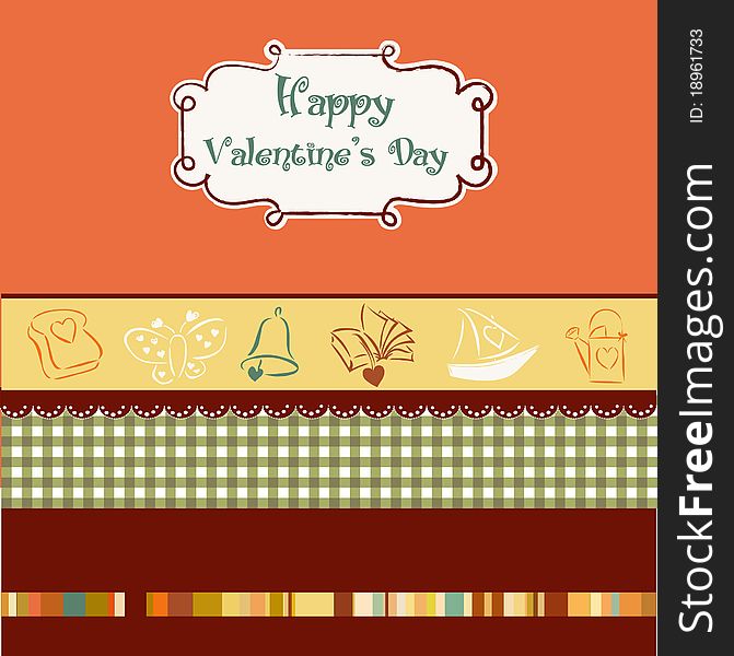 Vector Invitation Card or Greeting Card for Valentine's Day. Vector Invitation Card or Greeting Card for Valentine's Day