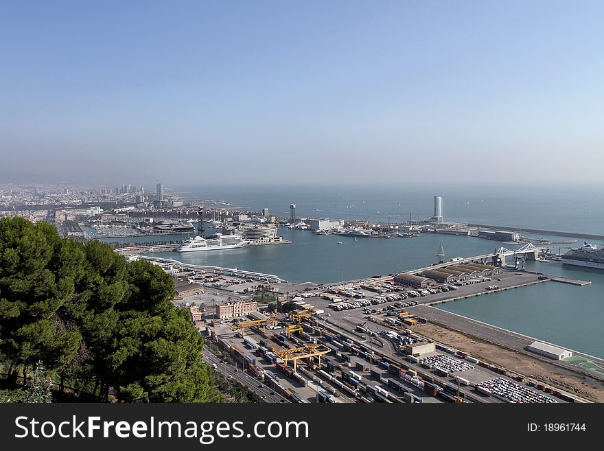 Coastline, harbour and cargo port in Barcelona. Coastline, harbour and cargo port in Barcelona