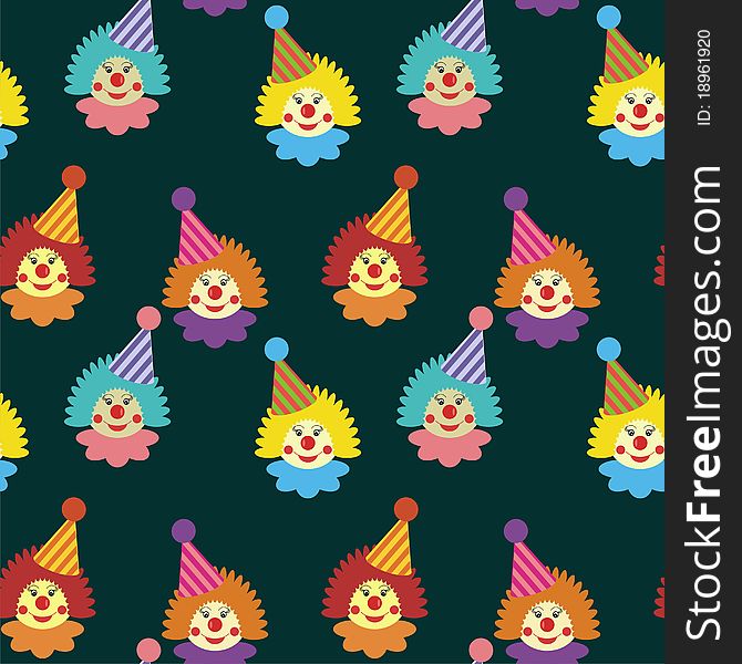 Seamless background with clowns illustration