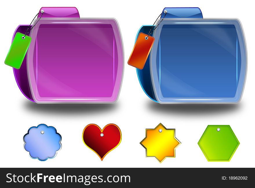 Abstract folder and tag icons. Abstract folder and tag icons