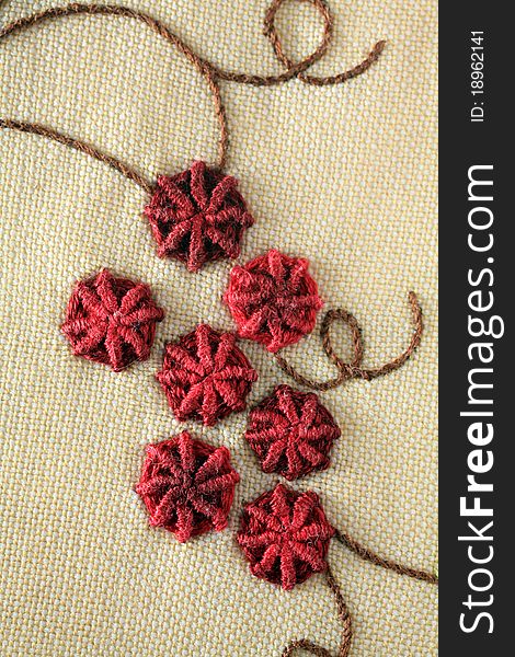 Handmade embroidery. Retro floral pattern