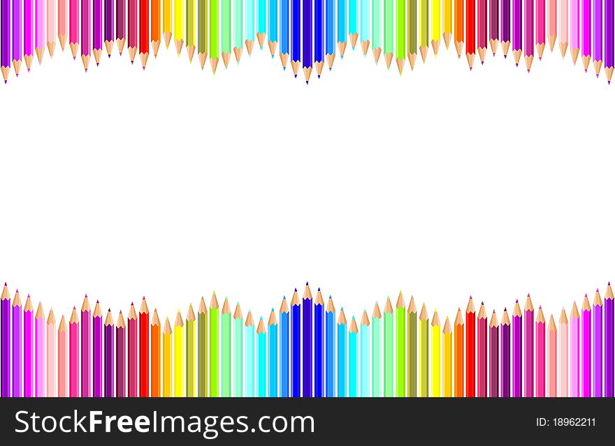 Background with colored pencils in the colors of the rainbow, in vector. Background with colored pencils in the colors of the rainbow, in vector