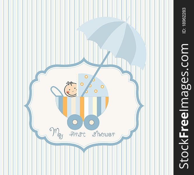 baby shower card with carriage