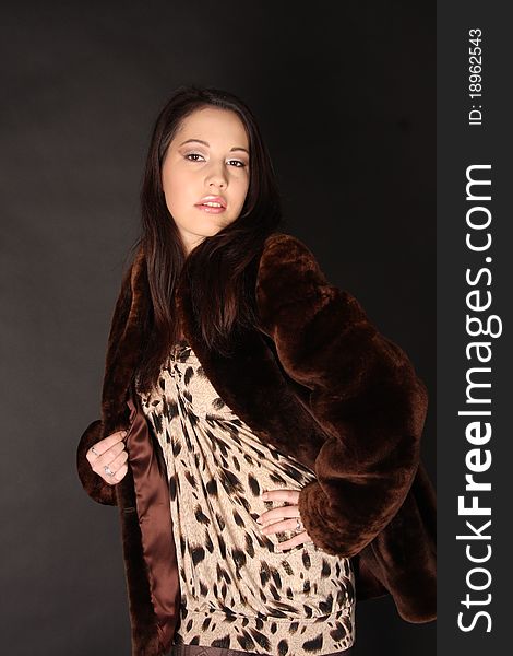 Hot girl wearing leopard dress