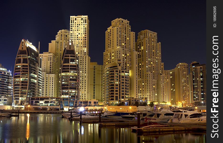 Dubai district at the night. Dubai district at the night