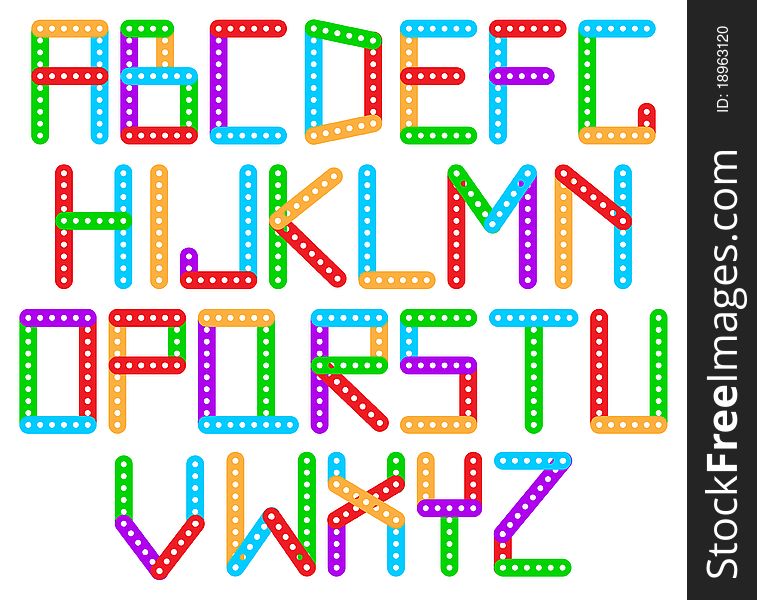 Vector color designer alphabet on a white background