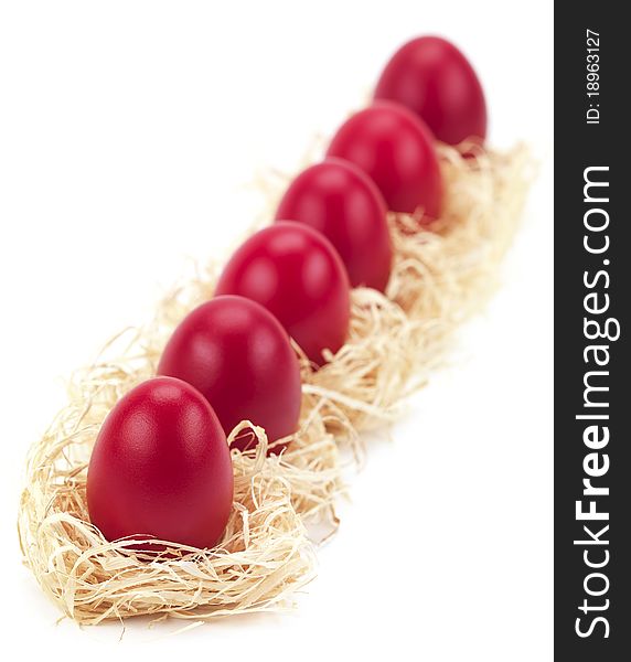 Red eggs in a row