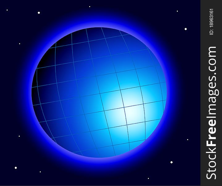 Vector globe without continents on a dark space background. Vector globe without continents on a dark space background