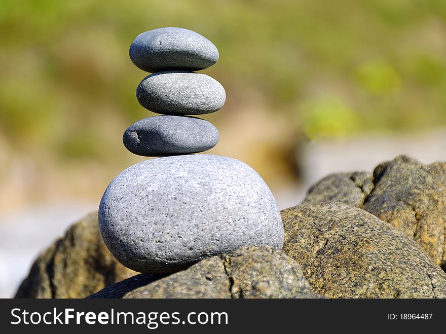 A stack of stone on a rock