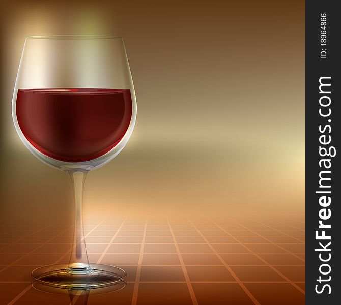 Abstract illustration with wineglass on color background