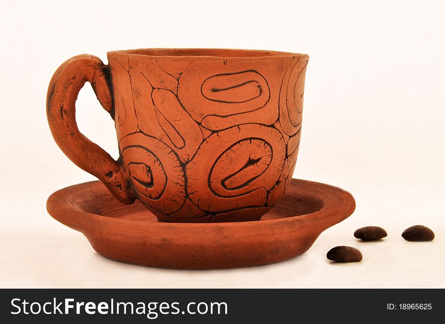 Ceramic ware of brown color of handwork