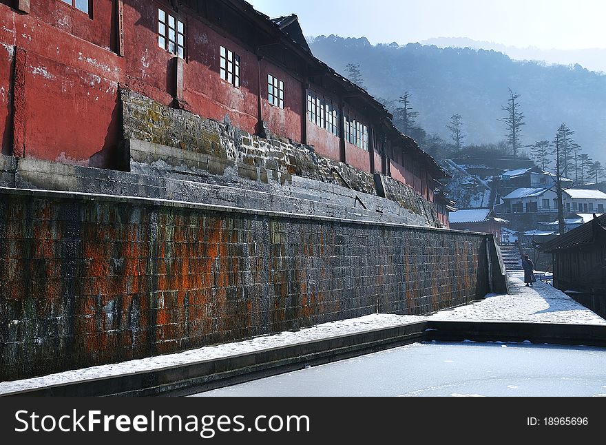 Buddhist Monastery and Monk, Mount Emei, China