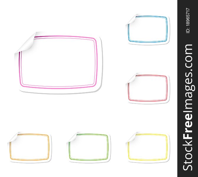 Blank stickers with multicolor frames. Vector illustration