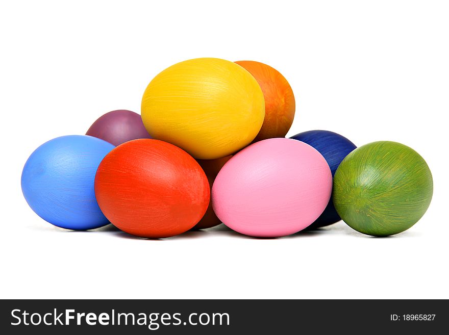 Colorful Easter eggs, isolated on white