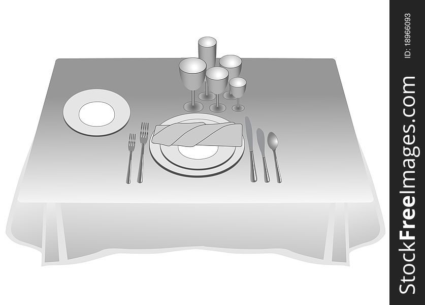 Dining utensils on the table. Vector illustration. Dining utensils on the table. Vector illustration