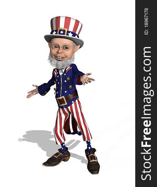 Uncle Sam welcomes you - 3D render.