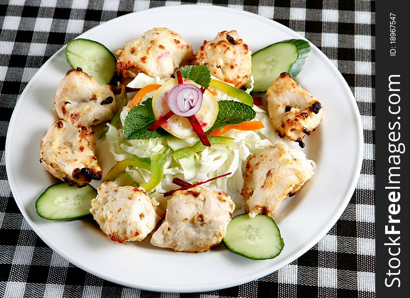 Hot and spicy seekh kebab snack time at restaurant. Hot and spicy seekh kebab snack time at restaurant