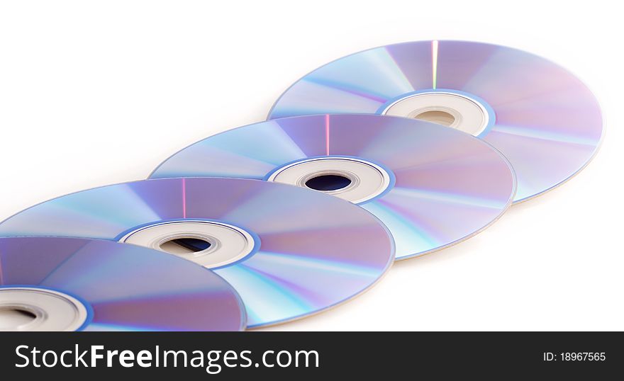 Compact discs on a white background