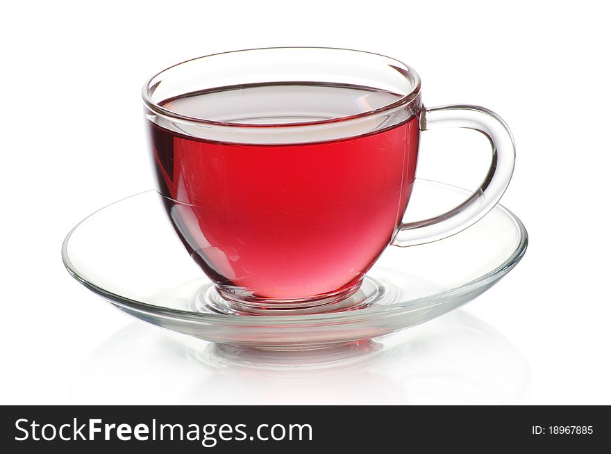 Tea in cup isolated on white background