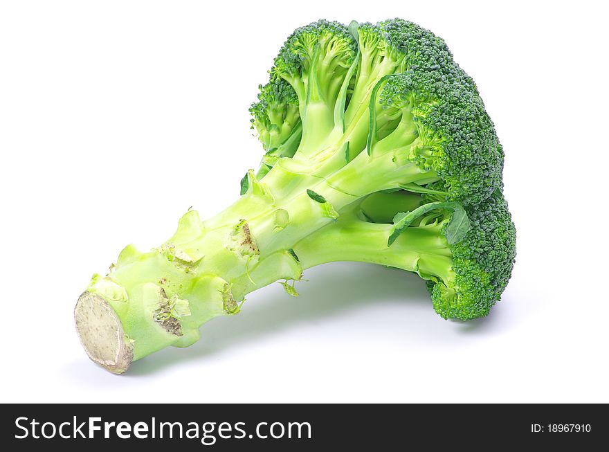 Ripe broccoli isolated on white