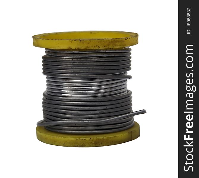 Tin wire coil. Metal wire coil.