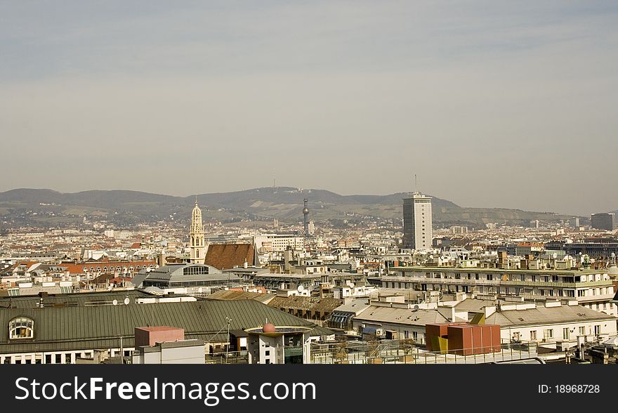 Aerial view of Vienna Austria and it's buildings