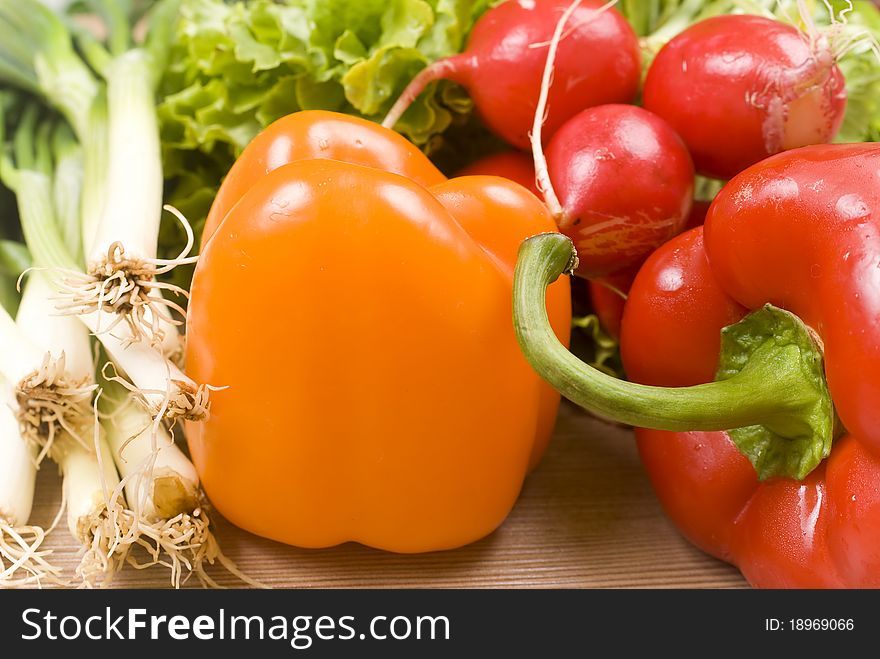 Fresh vegetables on the table- Onion,radish