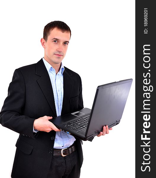 Young Business man with laptop