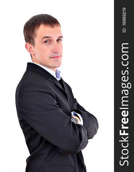 Young business Man posing over white background