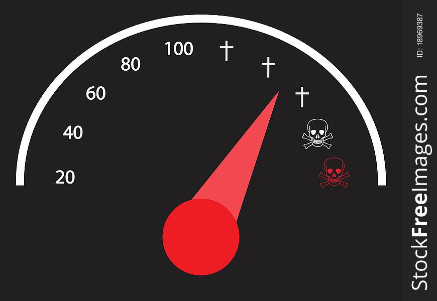 Speedometer with crosses and skulls