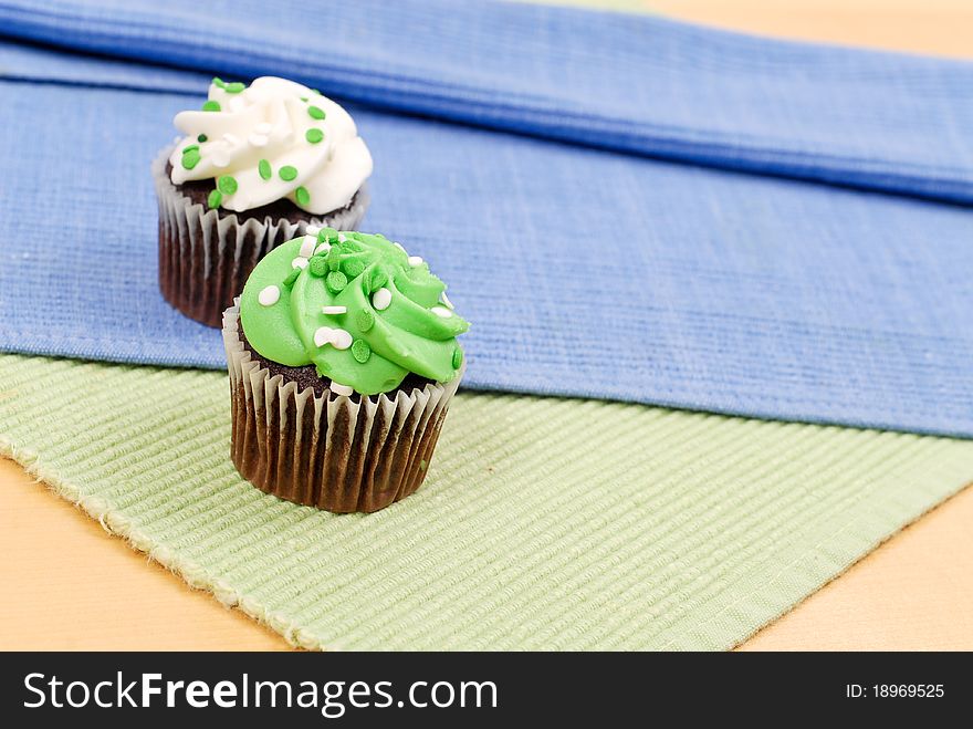 Fun Delicious Green And White Cupcake. Fun Delicious Green And White Cupcake