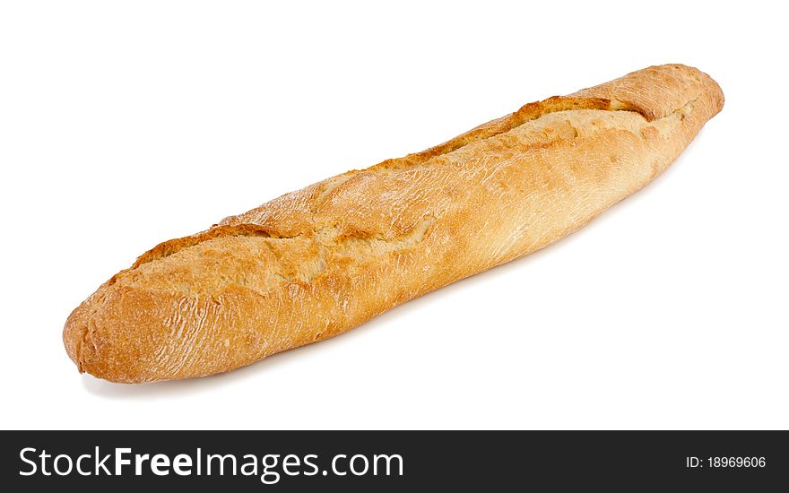 The whole bread (baguette) on a white background. The whole bread (baguette) on a white background.
