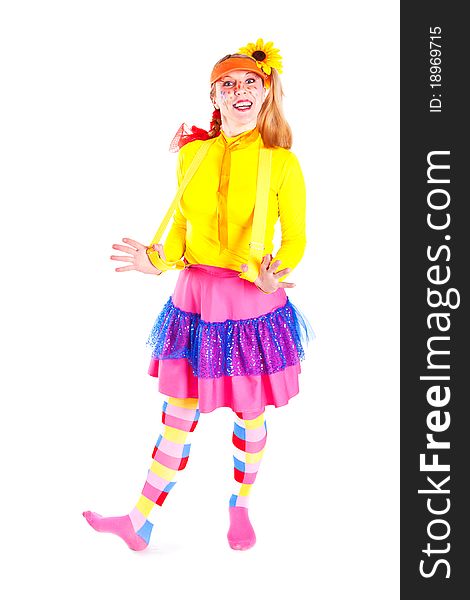 A girl dressed as Pippi Longstocking