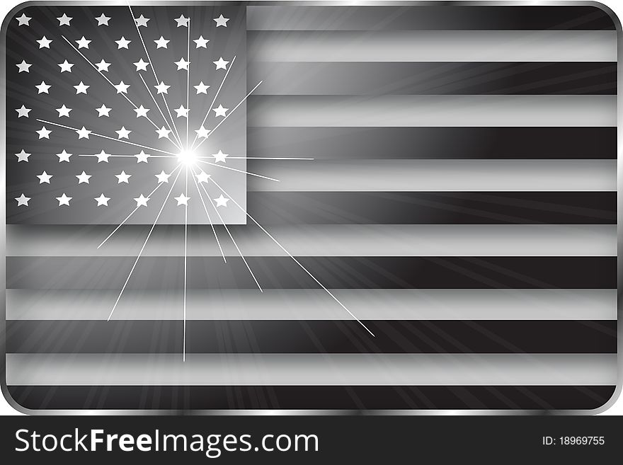 Illustration in black and white of the American flag for your project. Illustration in black and white of the American flag for your project