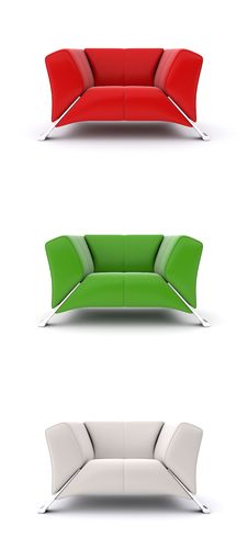 3d Multi-colored Armchairs Royalty Free Stock Image