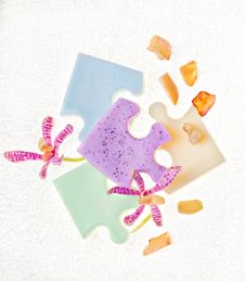 Soap, Flowers And Amber Royalty Free Stock Photo