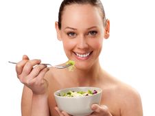 Beautiful Young Female Face With Fresh Salad Royalty Free Stock Photos Beautiful Young Female Face With Fresh Salad Royalty Free Stock Photos