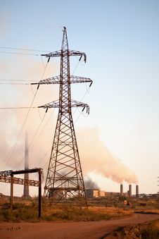 High Voltage Tower. Industria Landscape. Royalty Free Stock Photo High Voltage Tower. Industria Landscape. Royalty Free Stock Photo
