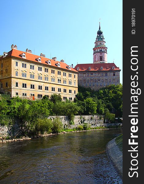 View on Cesky Krumlov castle in Souther Bohemia
